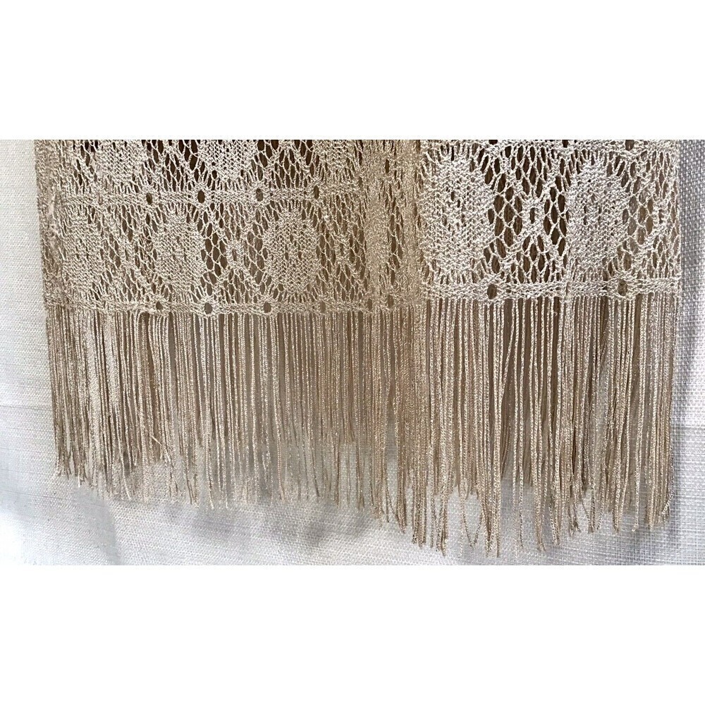 Vintage Crochet Lace Champagne Gown Retro Wedding - Picture 5 of 16
